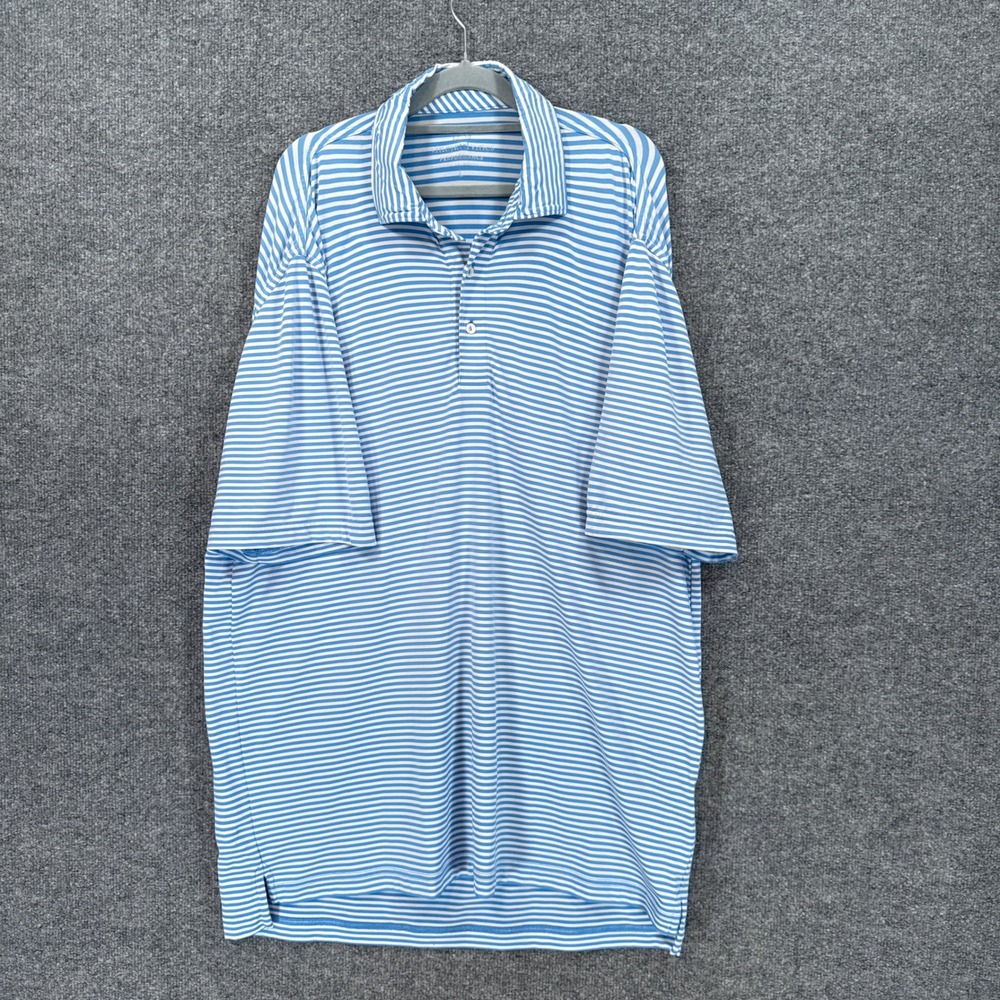 Vineyard Vines Polo Shirt Mens Large Blue Striped Performance Short Sleeve